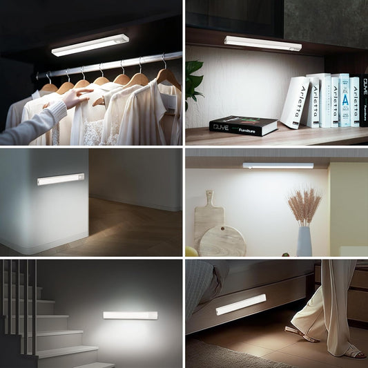 daphomeu 3 Pack × 30cm Rechargeable Under Cabinet Lights, LED Motion Sensor Lights Indoor, Wireless Dimmable Under Cupboard Kitchen Lights