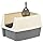 Amazon Basics Large Cat Litter Box with High Sides, Open Top for Easy Access, Includes Scoop with Storage, 19" x 15" x 11.75", Grey/Beige
