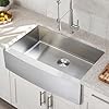 Hotis 33 Inch Farmhouse Sink, Stainless Steel Farmhouse Kitchen Sink, 16 Gauge 9 Inch Deep Undermount Apron Front Farm Sinks, 33x22 Inch Brushed Nickel Single Bowl