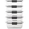 Rubbermaid Brilliance Tritan Plastic Food Storage Containers BPA Free Airtight Lids Ideal for Lunch Meal Prep & Leftovers Set of 5 (3.2 Cup)