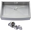 Hotis 33 Inch Farmhouse Sink, Stainless Steel Farmhouse Kitchen Sink, 16 Gauge 9 Inch Deep Undermount Apron Front Farm Sinks, 33x22 Inch Brushed Nickel Single Bowl