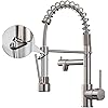 Kitchen Faucet with Pull Down Sprayer, Commercial Spring Single Handle Stainless Steel Sink Faucet, Two Function Spray Head, High Arc Single Hole Kitchen Faucet cUPC/NSF/NSF61 (Brushed Nickel)