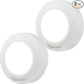 Amazon Basics LED Puck Lights, Battery Operated, 50 Lumens, Under Cabinet Lighting, Easy to Install, Easy to Use, Adhesive Backing, 2-Pack, White