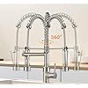 Kitchen Faucet with Pull Down Sprayer, Commercial Spring Single Handle Stainless Steel Sink Faucet, Two Function Spray Head, High Arc Single Hole Kitchen Faucet cUPC/NSF/NSF61 (Brushed Nickel)