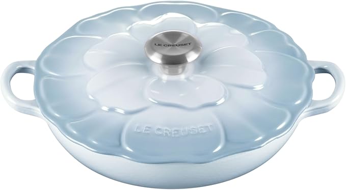 Le Creuset Enameled Cast Iron Signature Petal Braiser, 2.25 qt., Coastal Blue w/Stainless Steel Knob