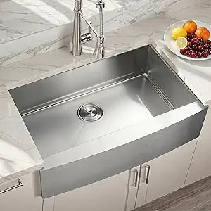 Hotis 33 Inch Farmhouse Sink, Stainless Steel Farmhouse Kitchen Sink, 16 Gauge 9 Inch Deep Undermount Apron Front Farm Sinks, 33x22 Inch Brushed Nickel Single Bowl