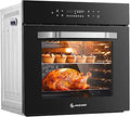 AMZCHEF Wall Ovens 24 inch Electric,77L, 2800W, 8 Cooking Function, Black | 2.72 Cu.Ft. Big Capacity Single Wall Oven, Touch Control, 120℉ to 480℉, Baking Pan, Fry Basket, Wire Rack, Rotisserie Kit