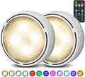 TECOMLIGHT Puck Lights with Remote, AA Battery Operated, White, 2 Pack | Wireless LED Under Cabinet Lighting, RGBCW 16 Color Changing, Stick on Tap Push Light for Kitchen Counter, Shelf, Closet