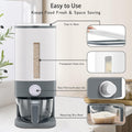 Lenwi 22-25 Lbs Rice Dispenser, Large Cereal Dry Food Storage Containers with Measuring Cup,BPA-Free Household for Kitchen Pantry Organization-Grey
