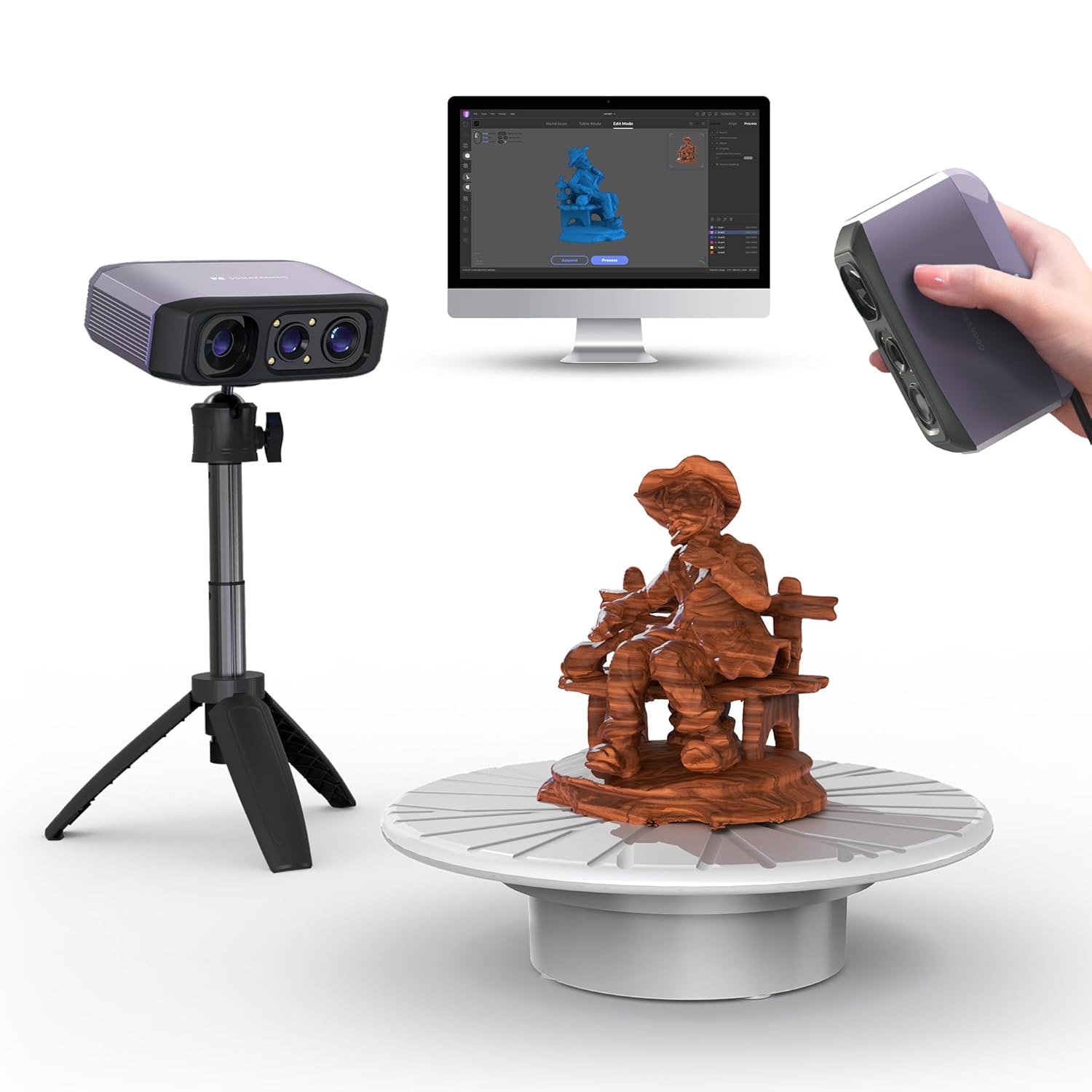 3DMakerpro Moose Lite 3D Scanner, 0.05mm High Precision 3D Scanner for 3D Printing, NIR Handheld Scanner for Small to Medium Objects (15-1500mm), Win/Mac | AI Visual Tracking; 0.05mm Accuracy; 0.10mm Resolution; Scan ranges from 15mm to 1500mm