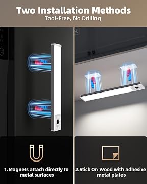 EZVALO 5-Pack Under Cabinet Lighting, 2400mAh Motion Sensor Light, LED Closet Lights Wireless, 6500K Dimmable, Timer, Magnetic, with Remote Control for Kitchen, Closet, Stair