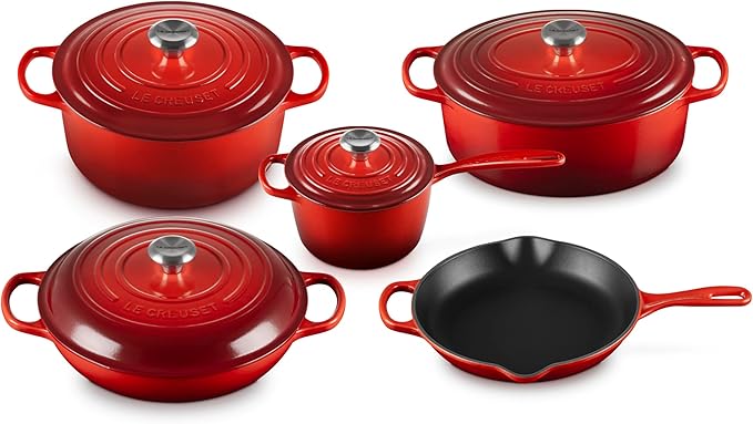 Le Creuset Enameled Cast Iron Signature, 9-Piece Cookware Set, Peche
