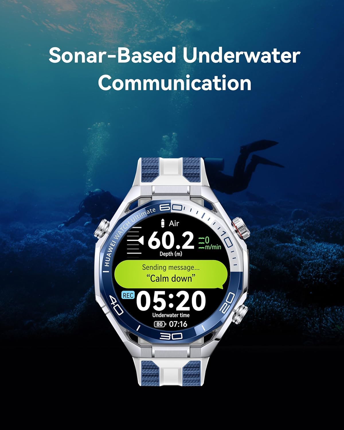 HUAWEI WATCH Ultimate 2 Smart Watch, GPS, Zirconium-based Liquid Metal Case, 150-Meter Diving Watch, Sonar-based Underwater Communication, Accurate Health Monitor, eSIM Cellular Calling, Blue